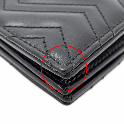 GUCCI グッチ 二つ折り財布 GGマーモント ブラック 466492 レザー レディース メンズ 【中古】