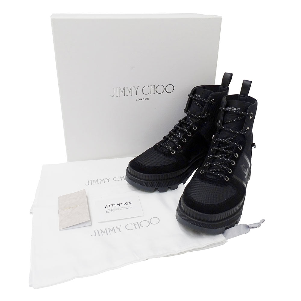 JIMMY CHOO ジミーチュウ ノルマンディー レースアップブーツ ブーツ ブラック ナイロン メンズ 【中古】