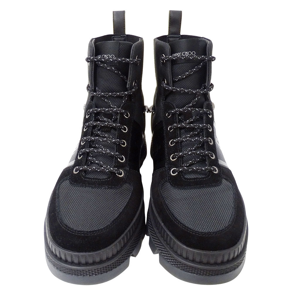 JIMMY CHOO ジミーチュウ ノルマンディー レースアップブーツ ブーツ ブラック ナイロン メンズ 【中古】