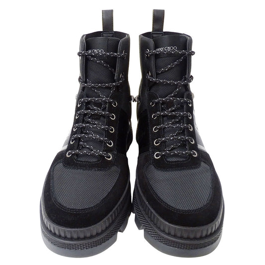 JIMMY CHOO ジミーチュウ ノルマンディー レースアップブーツ ブーツ ブラック ナイロン メンズ 【中古】