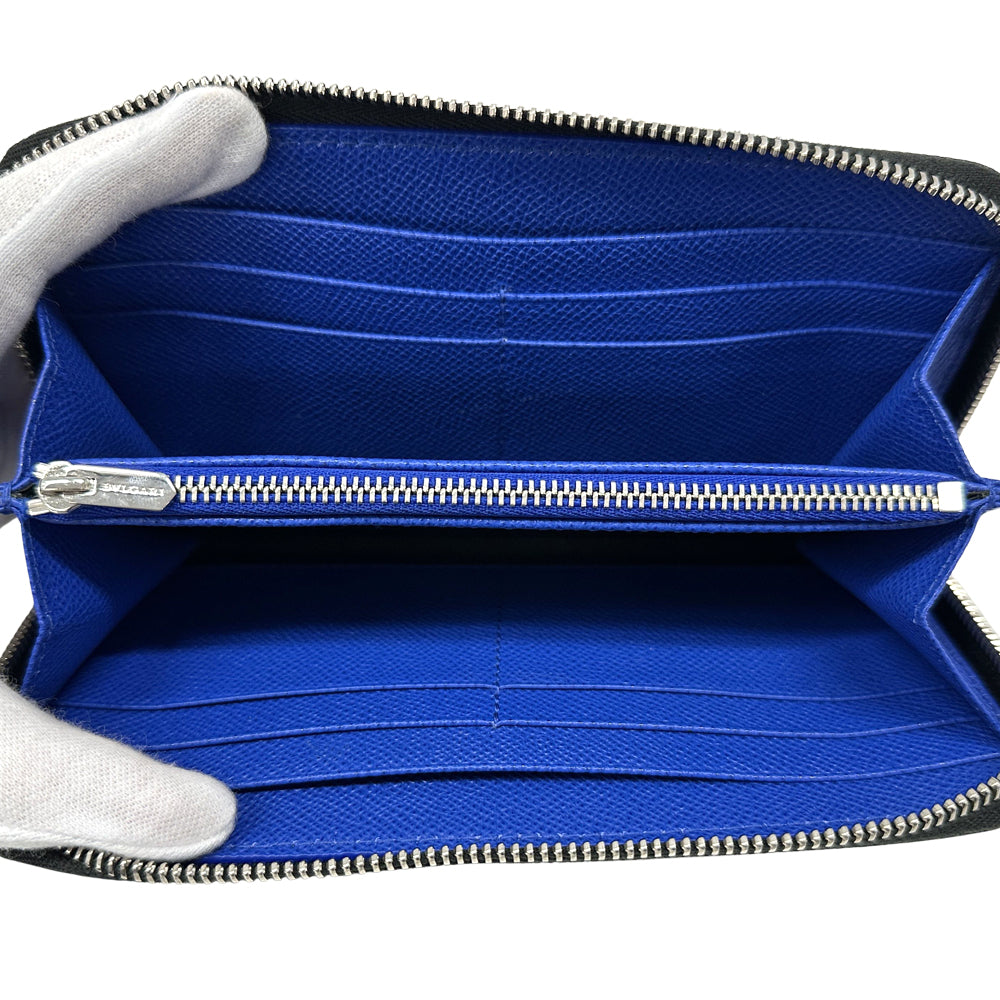 BVLGARI ブルガリ 長財布 ブルガリブルガリ ブラック ブルー レザー レディース メンズ 【中古】