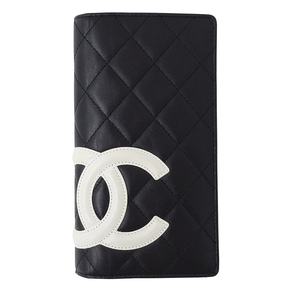 CHANEL シャネル 長財布 カンボン ブラック ラムスキン レディース 【中古】