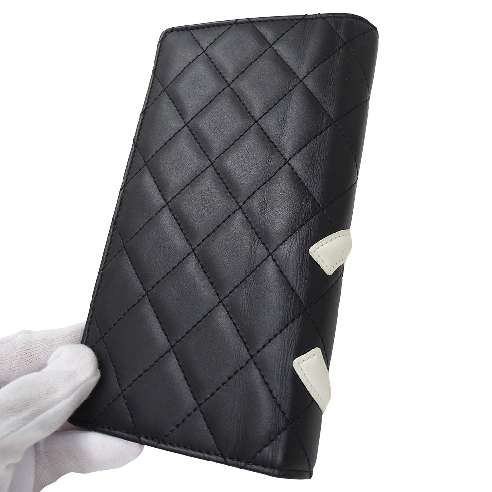 CHANEL シャネル 長財布 カンボン ブラック ラムスキン レディース 【中古】