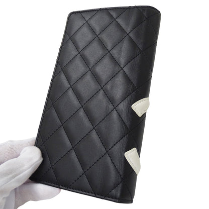 CHANEL シャネル 長財布 カンボン ブラック ラムスキン レディース 【中古】