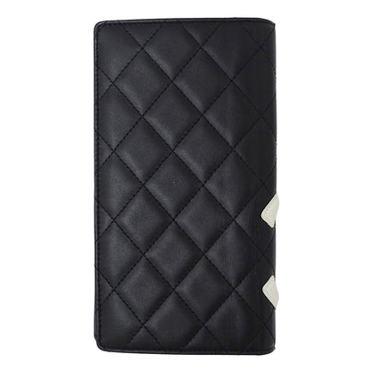 CHANEL シャネル 長財布 カンボン ブラック ラムスキン レディース 【中古】