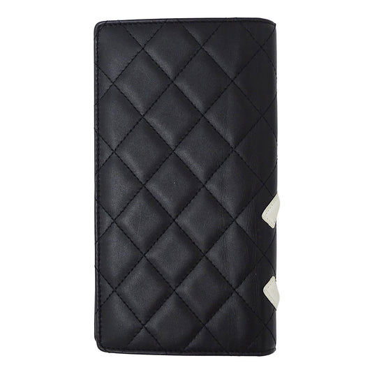 CHANEL シャネル 長財布 カンボン ブラック ラムスキン レディース 【中古】