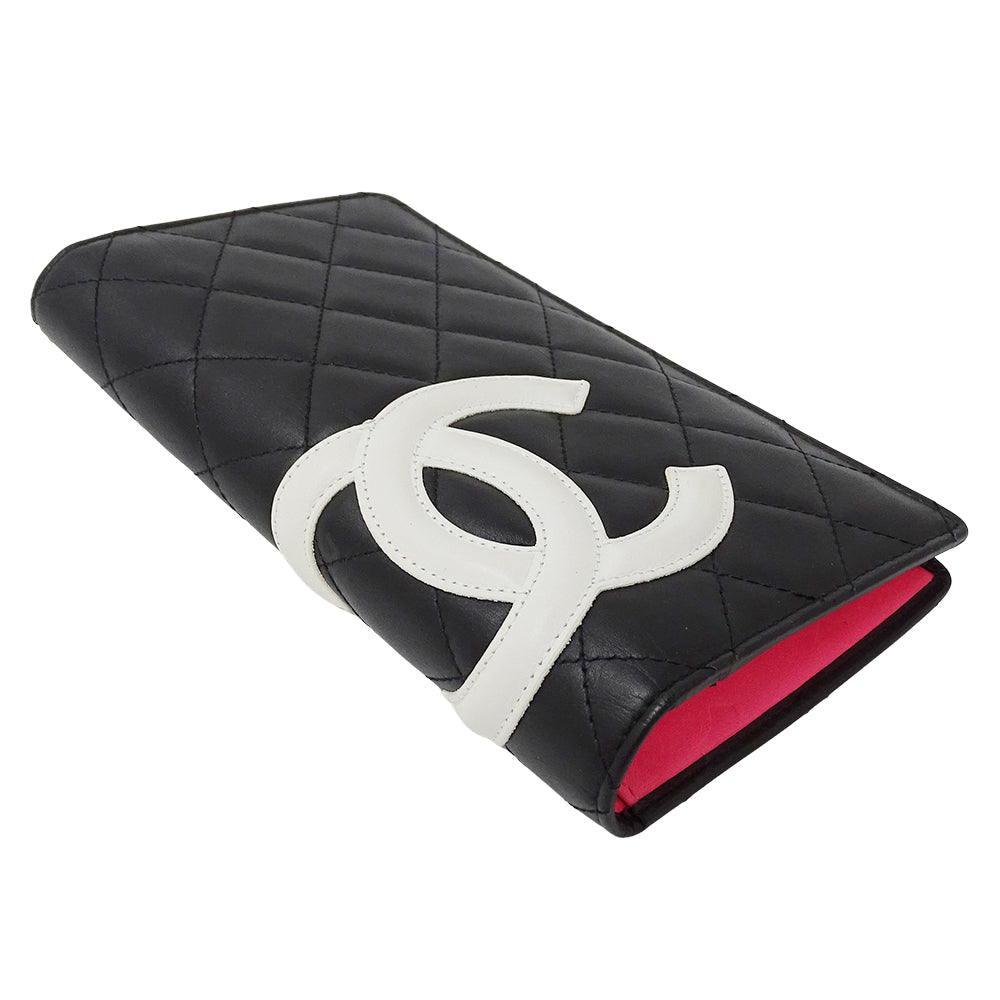 CHANEL シャネル 長財布 カンボン ブラック ラムスキン レディース 【中古】