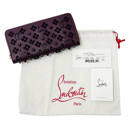 Christian Louboutin クリスチャンルブタン パネトーネ 長財布 パープル レザー レディース メンズ 【中古】