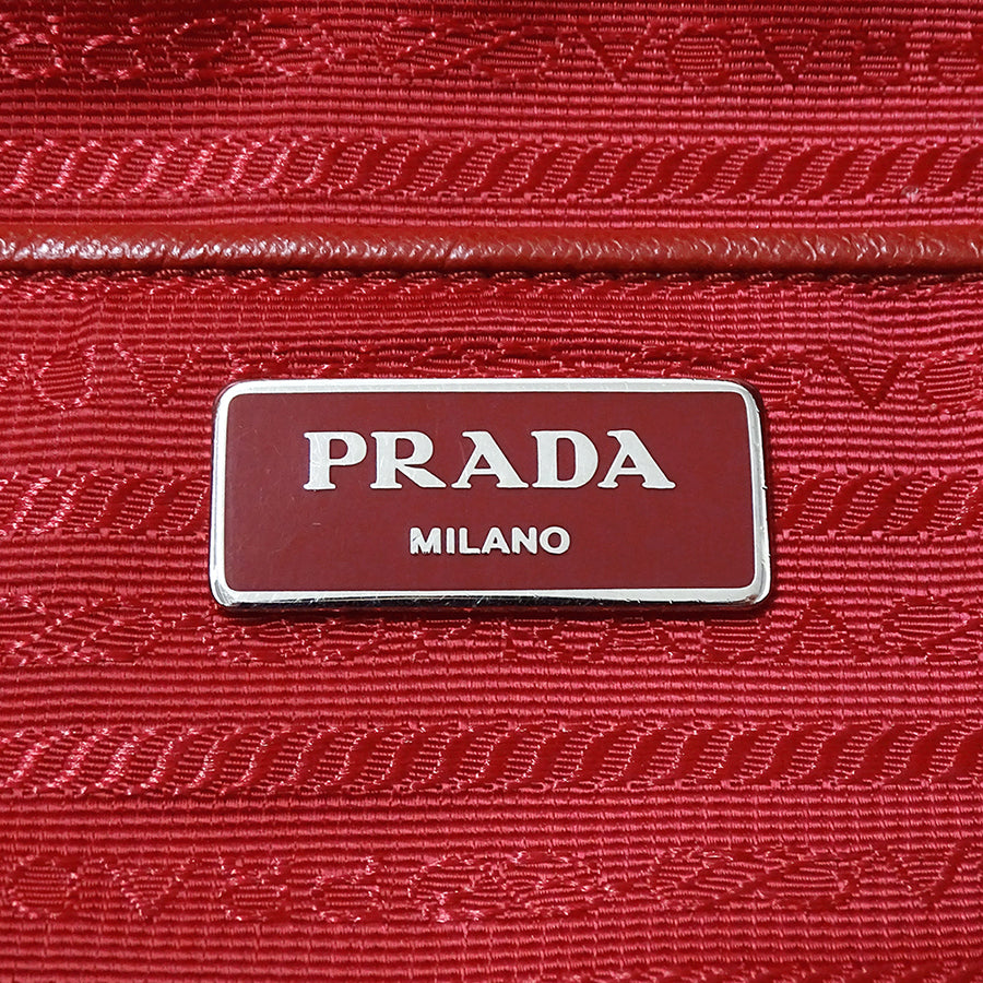 PRADA プラダ トートバッグ ショルダーバッグ 2way レッド ホワイト ナイロン レディース 【中古】