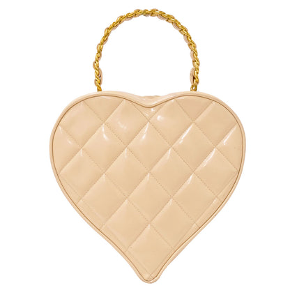 CHANEL シャネル ハートバニティバッグ ハンドバッグ マトラッセ ベージュ ゴールド金具 エナメル レディース 【中古】