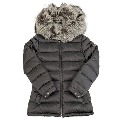 PRADA プラダ ダウンジャケット トライアングルロゴ グレー ナイロン L 40 レディース 【中古】