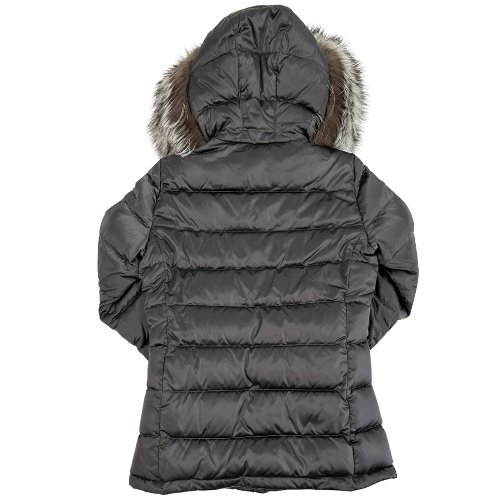 PRADA プラダ ダウンジャケット トライアングルロゴ グレー ナイロン L 40 レディース 【中古】