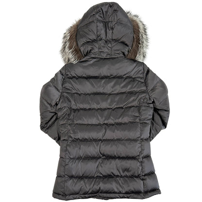 PRADA プラダ ダウンジャケット トライアングルロゴ グレー ナイロン L 40 レディース 【中古】