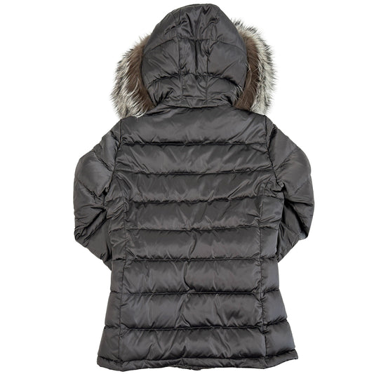 PRADA プラダ ダウンジャケット トライアングルロゴ グレー ナイロン L 40 レディース 【中古】