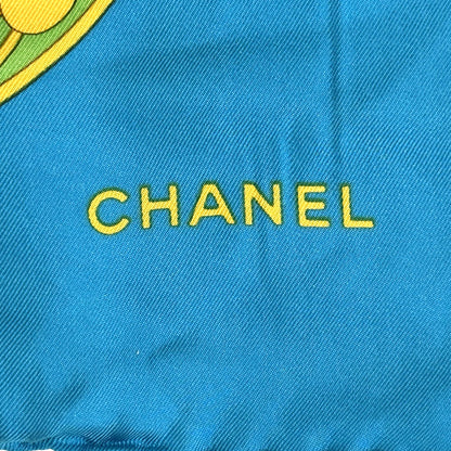 CHANEL シャネル スカーフ ココマーク ブルー マルチカラー シルク レディース 【中古】