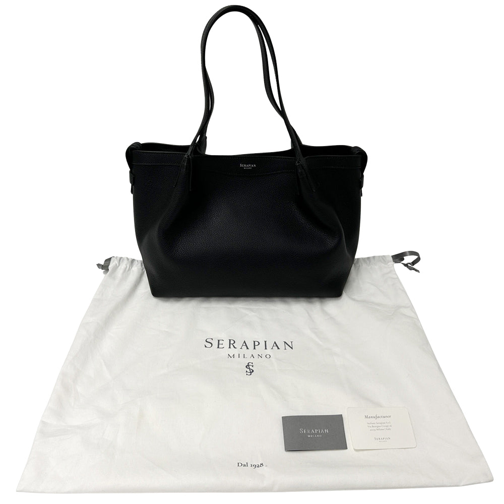 SERAPIAN セラピアン トートバッグ シークレット ブラック レザー レディース 【中古】