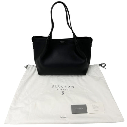 SERAPIAN セラピアン トートバッグ シークレット ブラック レザー レディース 【中古】