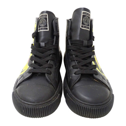 VERSACE ヴェルサーチ スマイル ハイカットスニーカー スニーカー メデューサグレース ブラック レザー メンズ 【中古】