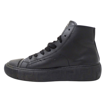 VERSACE ヴェルサーチ スマイル ハイカットスニーカー スニーカー メデューサグレース ブラック レザー メンズ 【中古】