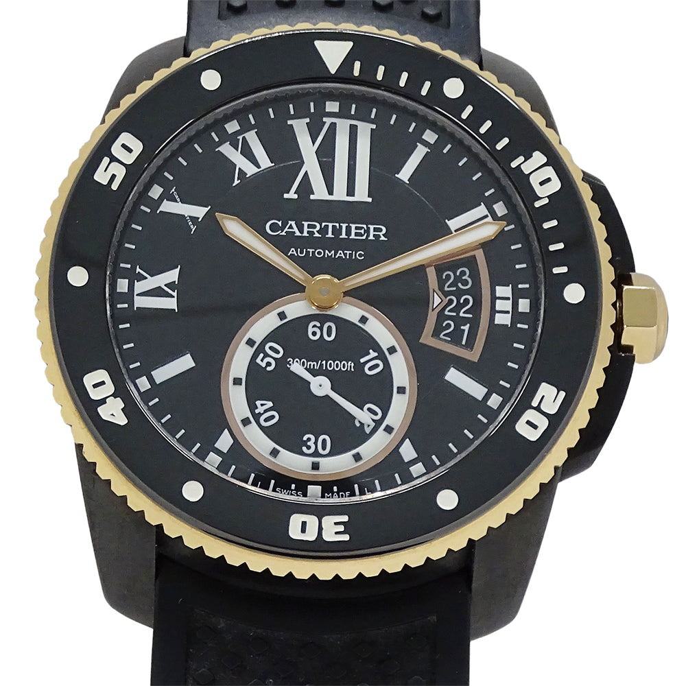 Cartier カルティエ カリブル ダイバー W2CA0004 メンズ 腕時計 デイト 自動巻き AT ピンクゴールド PG ラバー 【中古】