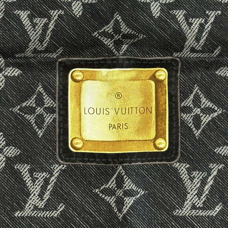 LOUIS VUITTON ルイ・ヴィトン カレ・ニューデニム スカーフ モノグラム ノワール ブラック シルク レディース 【中古】