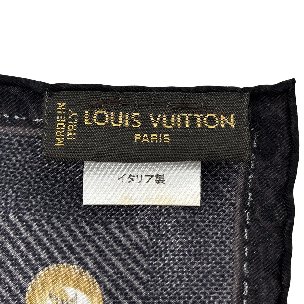LOUIS VUITTON ルイ・ヴィトン カレ・ニューデニム スカーフ モノグラム ノワール ブラック シルク レディース 【中古】