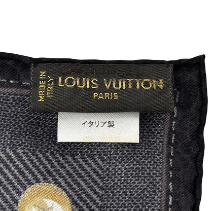 LOUIS VUITTON ルイ・ヴィトン カレ・ニューデニム スカーフ モノグラム ノワール ブラック シルク レディース 【中古】