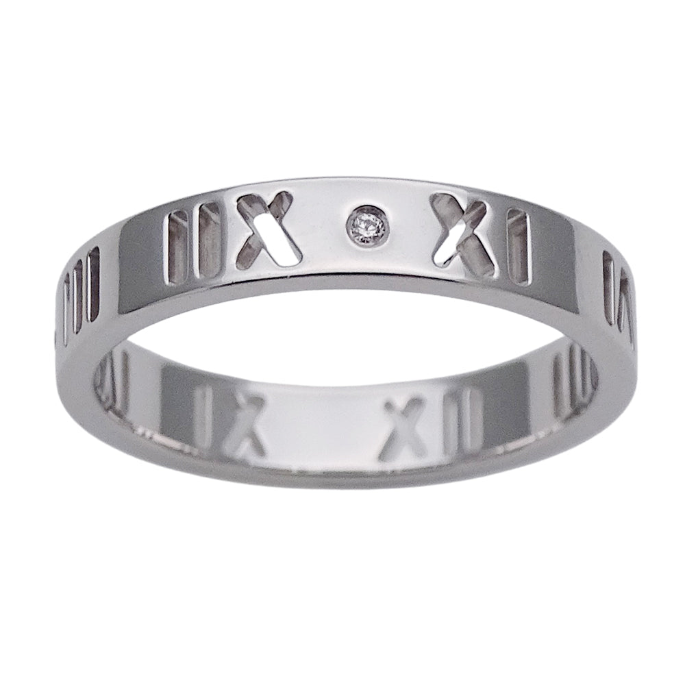 TIFFANY&Co. ティファニー アトラス ピアスド リング 指輪 750WG ホワイトゴールド ダイヤモンド 約9号 レディース 【中古】