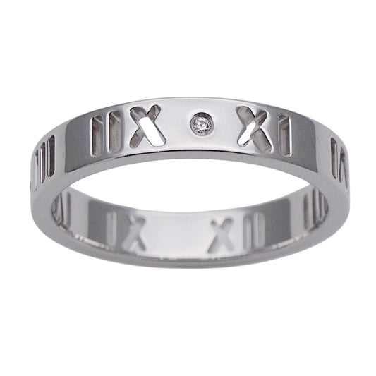 TIFFANY&Co. ティファニー アトラス ピアスド リング 指輪 750WG ホワイトゴールド ダイヤモンド 約9号 レディース 【中古】