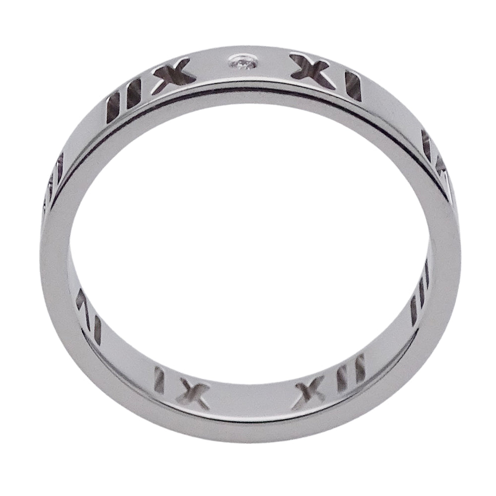 TIFFANY&Co. ティファニー アトラス ピアスド リング 指輪 750WG ホワイトゴールド ダイヤモンド 約9号 レディース 【中古】
