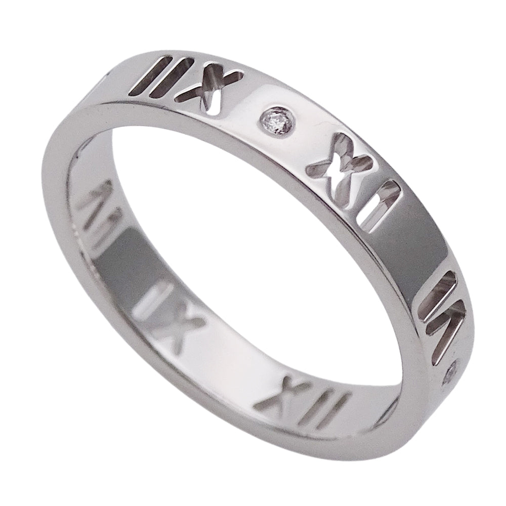 TIFFANY&Co. ティファニー アトラス ピアスド リング 指輪 750WG ホワイトゴールド ダイヤモンド 約9号 レディース 【中古】