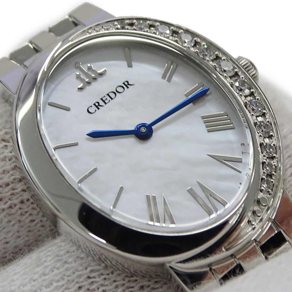 SEIKO セイコー クレドール シグノ 5A70-0BP0 GSWE845 レディース 腕時計 クオーツ QZ ステンレス SS シェル ダイヤモンド 磨き済み 【中古】