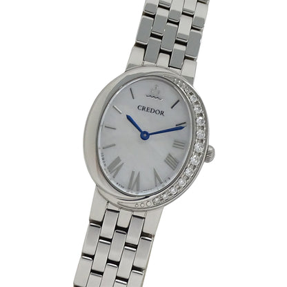 SEIKO セイコー クレドール シグノ 5A70-0BP0 GSWE845 レディース 腕時計 クオーツ QZ ステンレス SS シェル ダイヤモンド 磨き済み 【中古】
