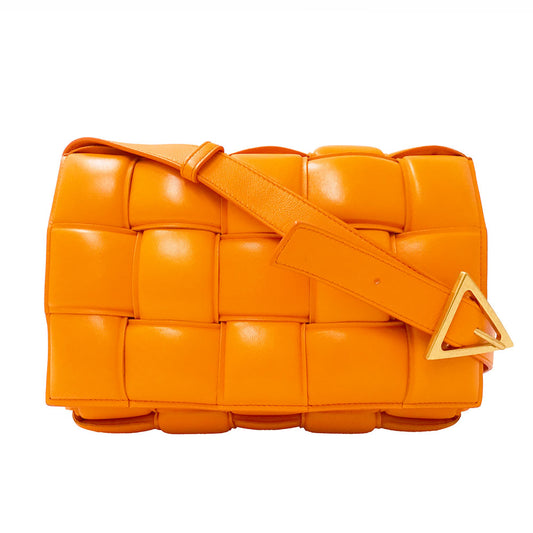 BOTTEGAVENETA ボッテガ・ヴェネタ ショルダーバッグ カセット オレンジ レザー レディース 【中古】