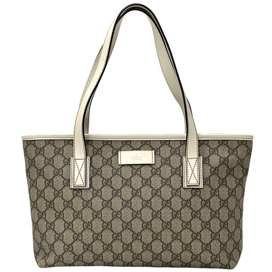 GUCCI グッチ トートバッグ GGスプリーム ブラウン ホワイト GGスプリームキャンバス レディース メンズ 【中古】