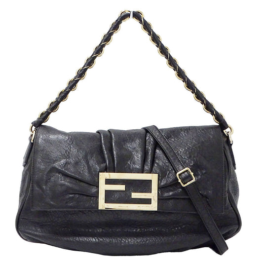 FENDI フェンディ ミア 2wayバッグ ブラック レザー レディース 【中古】