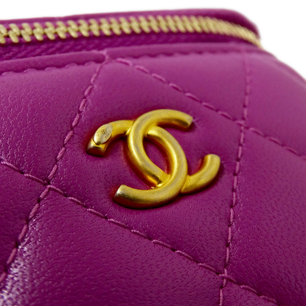 CHANEL シャネル バニティバッグ ショルダーバッグ マトラッセ ココボール パープル ゴールド金具 ラムスキン レディース 【中古】