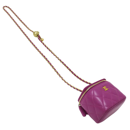 CHANEL シャネル バニティバッグ ショルダーバッグ マトラッセ ココボール パープル ゴールド金具 ラムスキン レディース 【中古】