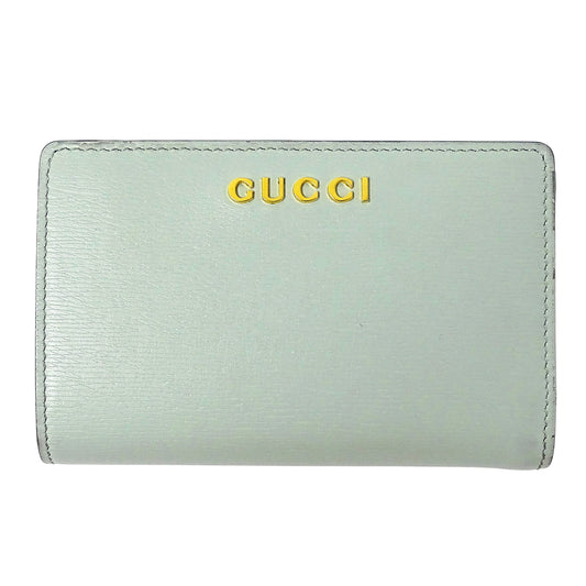 GUCCI グッチ 二つ折り財布 ミントグリーン 772640 レザー レディース 【中古】