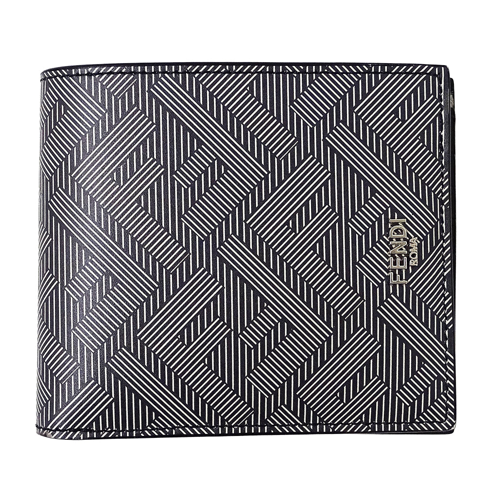 FENDI フェンディ 二つ折り財布 ズッカ ブラック～グレー 7M0169 レザー メンズ 【中古】