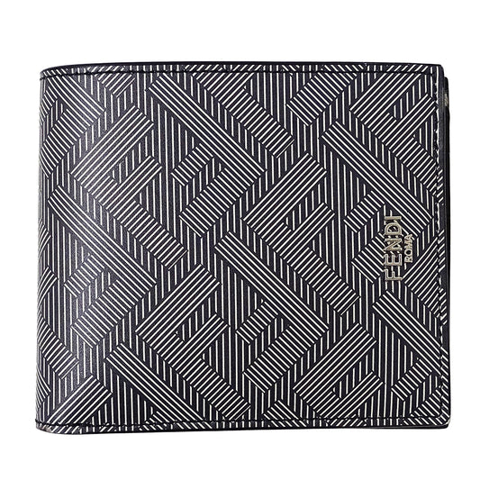 FENDI フェンディ 二つ折り財布 ズッカ ブラック～グレー 7M0169 レザー メンズ 【中古】