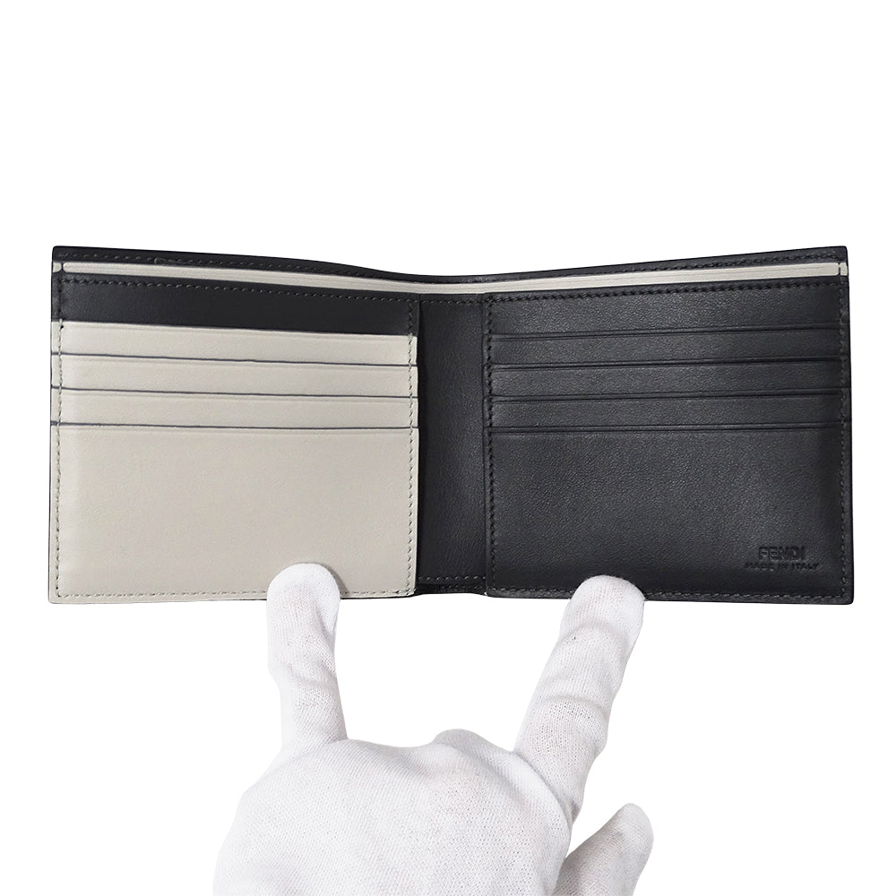 FENDI フェンディ 二つ折り財布 ズッカ ブラック～グレー 7M0169 レザー メンズ 【中古】