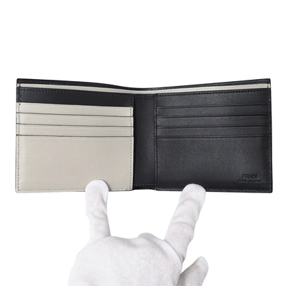 FENDI フェンディ 二つ折り財布 ズッカ ブラック～グレー 7M0169 レザー メンズ 【中古】