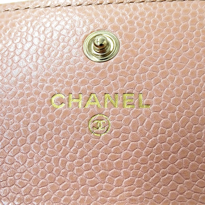 CHANEL シャネル 長財布 ボーイシャネル ピンク ゴールド金具 キャビアスキン レディース 【中古】