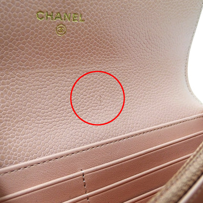 CHANEL シャネル 長財布 ボーイシャネル ピンク ゴールド金具 キャビアスキン レディース 【中古】