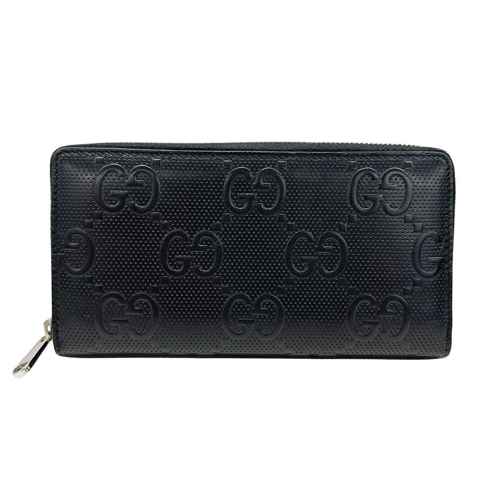 GUCCI グッチ GGエンボス ジップアラウンドウォレット 長財布 ブラック 625558 メンズ 【中古】