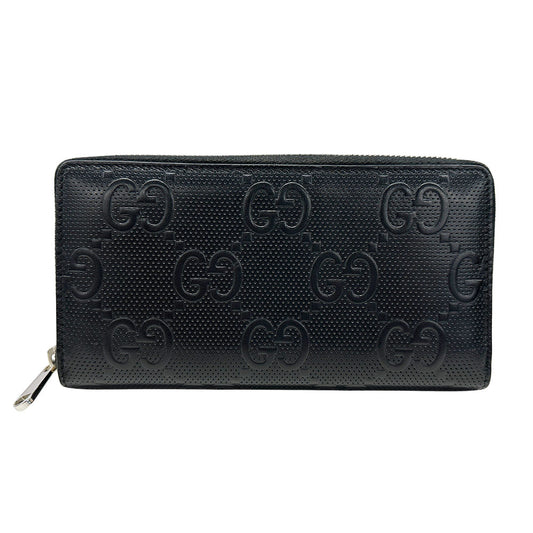 GUCCI グッチ GGエンボス ジップアラウンドウォレット 長財布 ブラック 625558 メンズ 【中古】