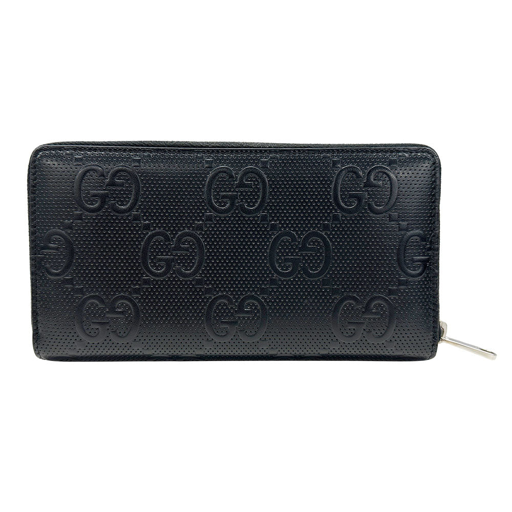 GUCCI グッチ GGエンボス ジップアラウンドウォレット 長財布 ブラック 625558 メンズ 【中古】