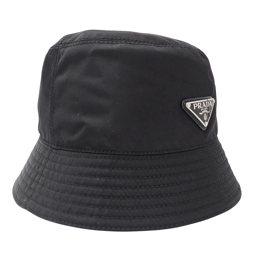 PRADA プラダ Re-Nylon バケットハット ハット ブラック ナイロン Sサイズ レディース メンズ 【中古】