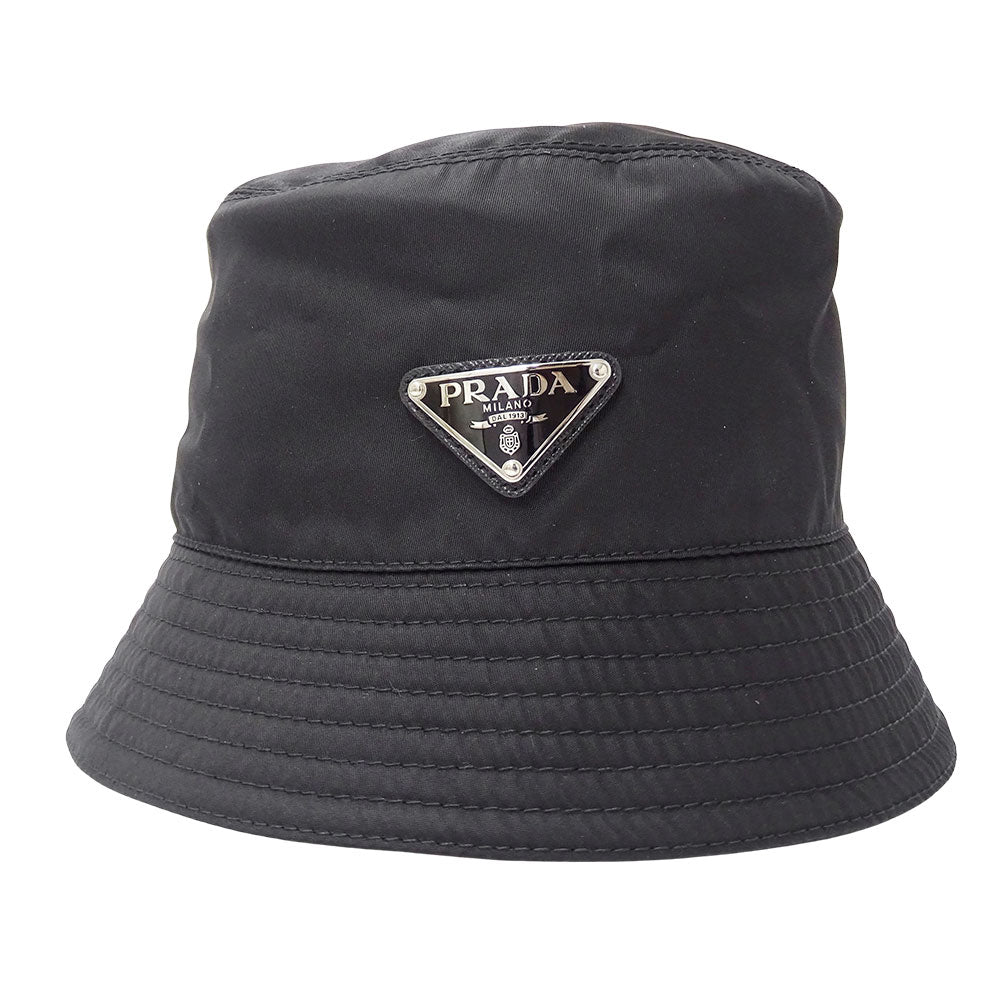 PRADA プラダ Re-Nylon バケットハット ハット ブラック ナイロン Sサイズ レディース メンズ 【中古】